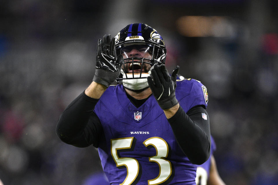 Ravens LB Kyle Van Noy has a fitting celebration after