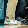 What was the writing on the shoes of the Basketball