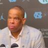 UNCs basketball coach Hubert Davis discusses the loss against Duke